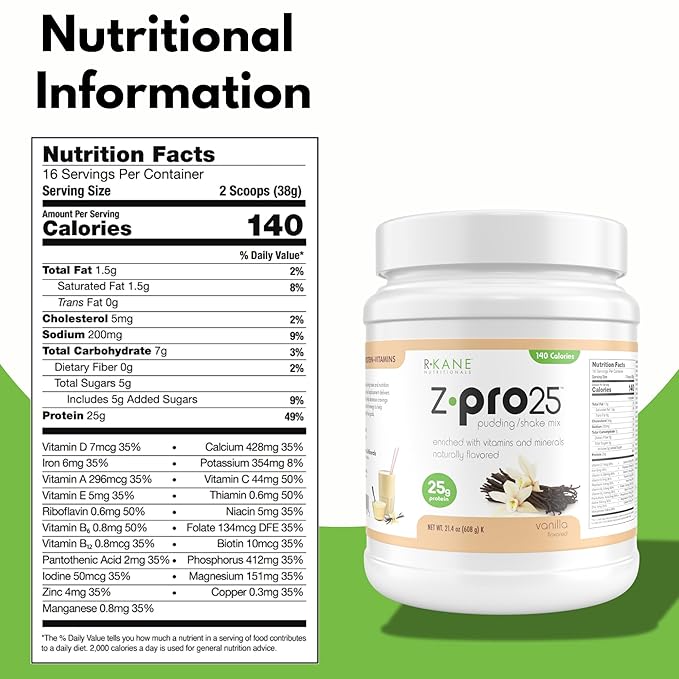 Z-Pro25 Protein Powder, 21.4 oz ??25g Casein & Whey Blend ??Low-Carb, High-Protein Meal Replacement Shake ??Muscle Recovery & Weight Management - 21 Vitamins & Minerals ??Vanilla