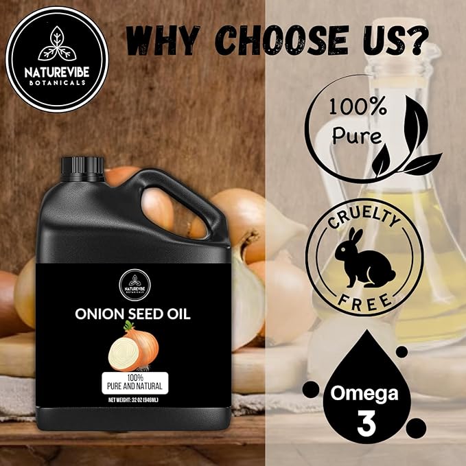 Naturevibe Botanicals Onion Oil 32 oz ??100% Pure Cold-Pressed Nourishing Hair & Skin Oil | Sulfur-Rich for Stronger Hair Growth & Scalp Health