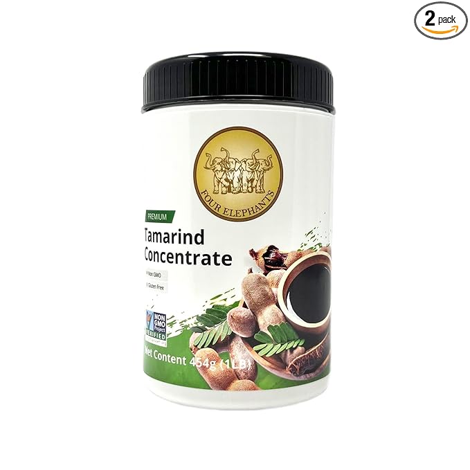 Premium Tamarind Concentrate (2) | Endorsed By Pro Chefs | Key Ingredient For Pad Thai and Asian Cuisines | Four Elephants Brand