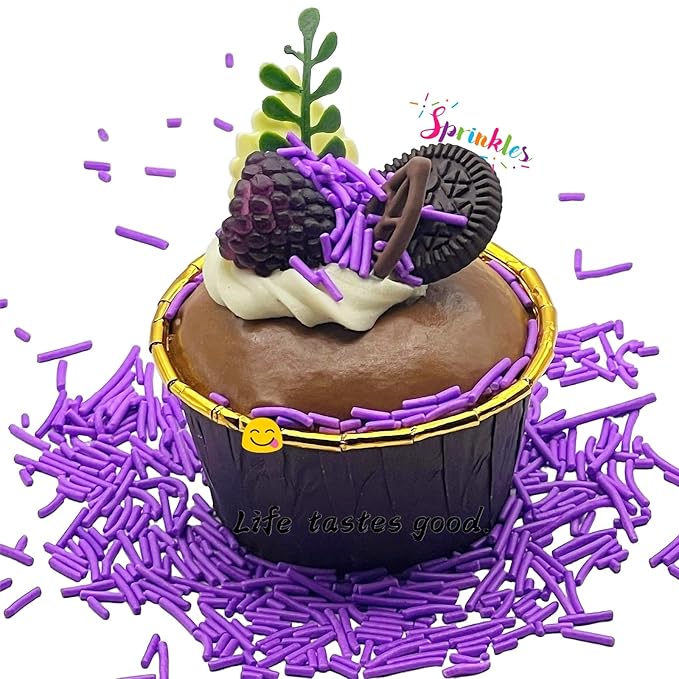 SE Si&Moos Purple Jimmies Sprinkles Purple Sprinkles for Cake Decorating Edible Crunchy Jimmies for Topping Ice Cream, Cookies, Cakes, Cupcakes, Dessert Decorating 3 OZ