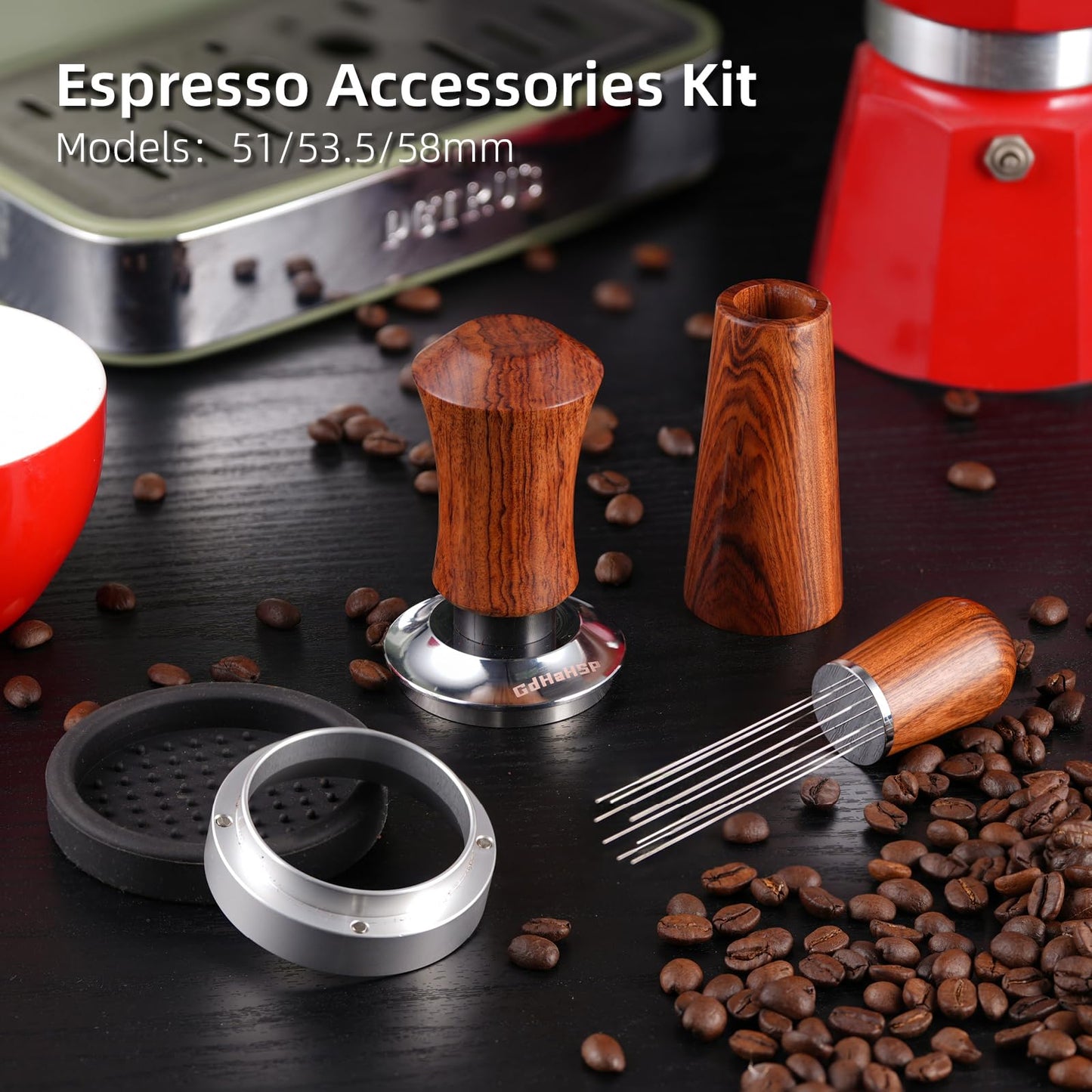 GdHaHSP 51mm Espresso Accessories Kit with Tamper, WDT Tool and Funnel