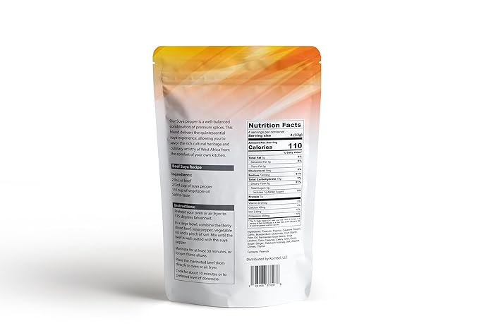 Kombei Suya Seasoning - 7oz (Suya Pepper, Suya Spice, Yaji, Premium African Seasoning for Grilling and Cooking)