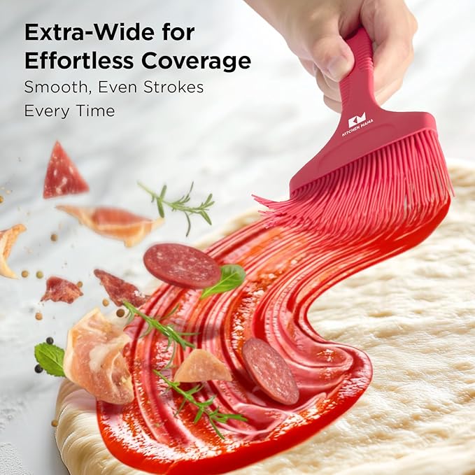 Kitchen Mama Platinum Silicone Extra Wide Pastry & Basting Brush Utensil Set ??Heat Resistant, Dishwasher Safe, BBQ Grilling, Cooking, Baking, Perfect For Outdoor, and Butter, Egg Wash, Oil and Sauce