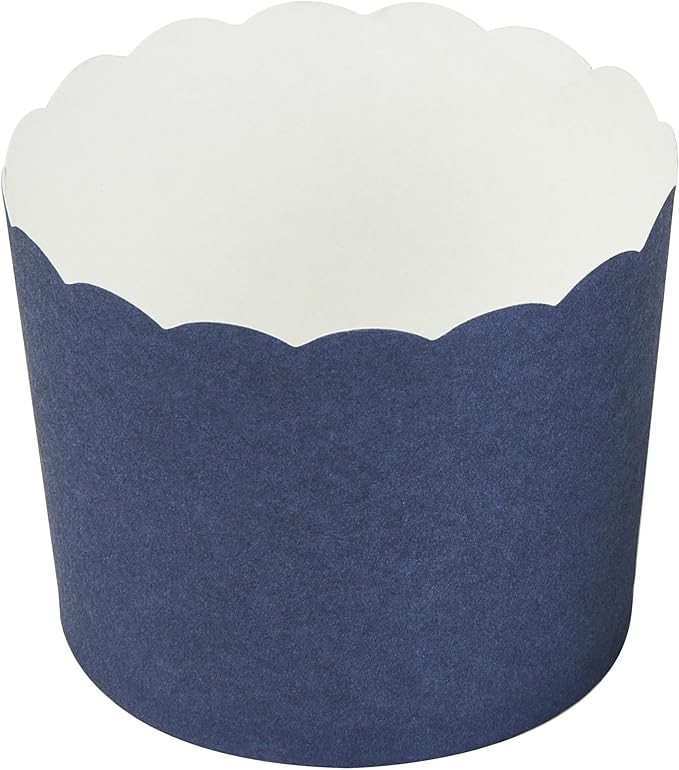 Panificio 6 Ounce Cupcake Wrappers, 200 Scalloped Baking Cups - Oven-Ready, Greaseproof, Midnight Blue Paper Cupcake Liners, Disposable, For Birthdays, Baby Showers, Or Weddings - Restaurantware