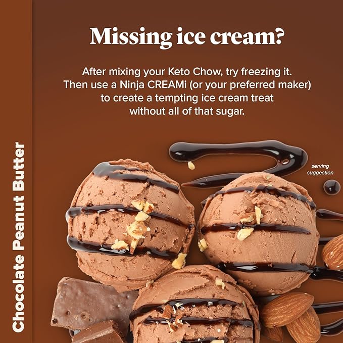 Keto Chow Chocolate Peanut Butter | Keto Meal Replacement Shake Powder | Nutritionally Complete | Low Carb | Delicious Easy Meal Substitute | Protein Rich You Choose The Fat | 21 Meal Serving
