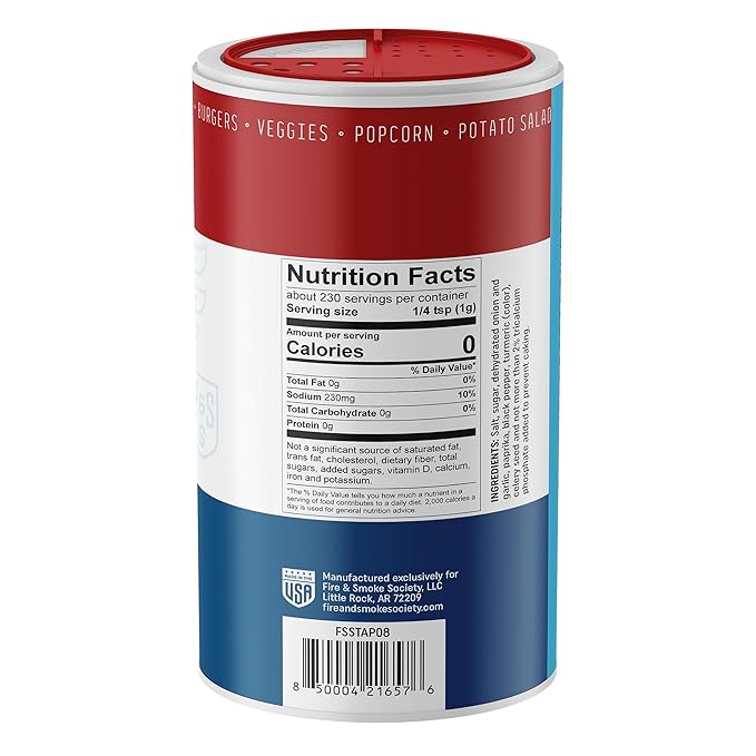 Fire & Smoke Society Shake Tasty All Purpose Seasoning | BBQ Rubs for Smoking and Grilling | Steak, Chicken, Pork, Burgers | Large 8.1 oz