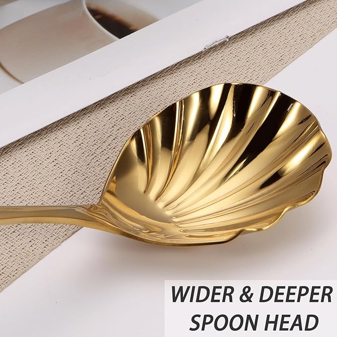 Large Serving Spoon, Stainless Steel Catering Serving Utensils for Party Buffet Dinner Banquet Cooking Kitchen Basics,Dishwasher Safe(Gold)