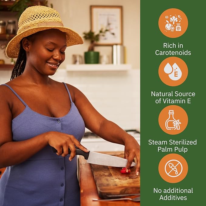 Folebe Oil 1L 100% Pure Natural Red Palm Oil ??Authentic Cameroonian Palm Oil for Cooking ??Cold-Pressed from Palm Pulp ??Rich in Nutrients, Carotenoids, Natural Vitamin E