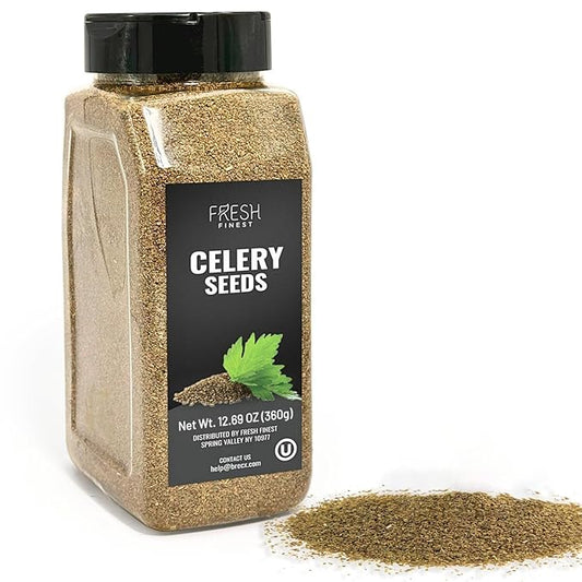 Fresh Finest Whole Celery Seeds - Vegan, Kosher - Great for Salads, Soups, Curries, Seasoning Pickles and Vegetables -12.69oz (360g)