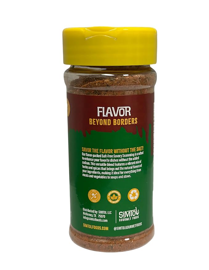 Simtol Foods Savory Roots All Purpose Salt Free Seasoning ??Premium Sodium-Free Seasoning Blend for Meat, Veggies, Soups & More ??Bold Flavor with No Salt ??All Natural, MSG-Free, Non-GMO, 5 oz
