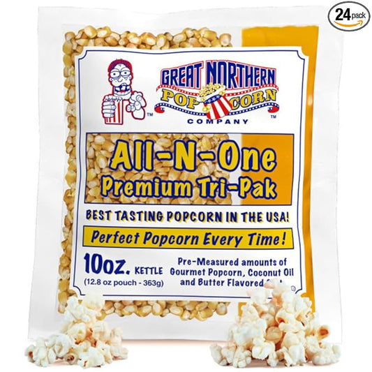 10oz Popcorn Machine Popcorn Packets - All-in-One Movie Theater Style Popcorn Kernels, Salt, and