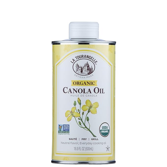 La Tourangelle, Organic Canola Oil, Expeller-Pressed Non-GMO Canola Seeds, Pesticide and Chemical Free, High Heat Neutral Cooking Oil, 16.9 Fl Oz