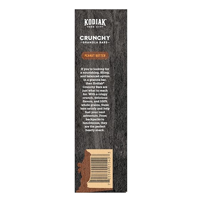 Kodiak Cakes Protein Crunchy Granola Bar, Peanut Butter, (Pack of 12 Boxes)