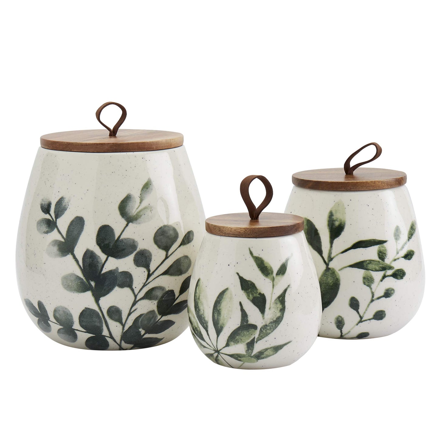 TTU Tabletops Gallery Ceramic Canister Collection- Stoneware Designed Kitchen Storage Acacia Wood