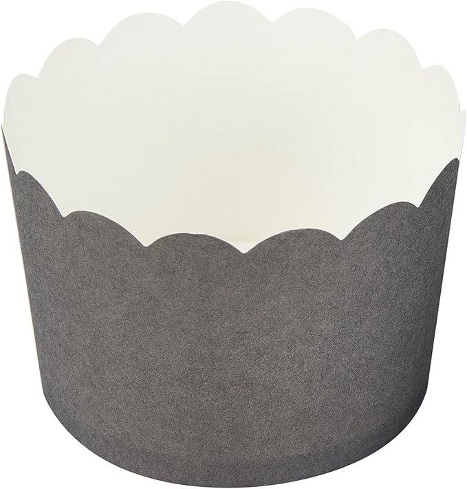 Panificio 10 Ounce Cupcake Wrappers, 200 Scalloped Baking Cups - Oven-Ready, Greaseproof, Gray Paper Cupcake Liners, Disposable, For Birthdays, Baby Showers, Or Weddings - Restaurantware