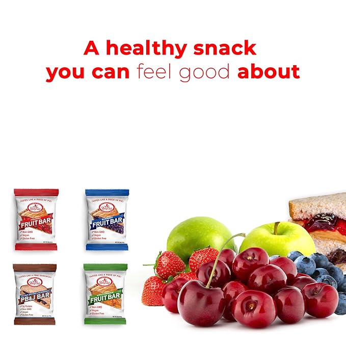 Betty Lou's Fruit Bars & PB&J Bars Variety Pack, Gluten Free, Vegan, Non GMO, Deliciously Healthy Snacks, Individually Wrapped, 2oz Each (12 Pack)