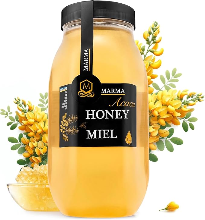 HONIGMA® Marma Acacia Honey | Authentic Raw Honey from Ukraine | 100% Pure & Unpasteurized | 1000g/35.2oz | May Arrive Partially Crystallized | Pack of 1