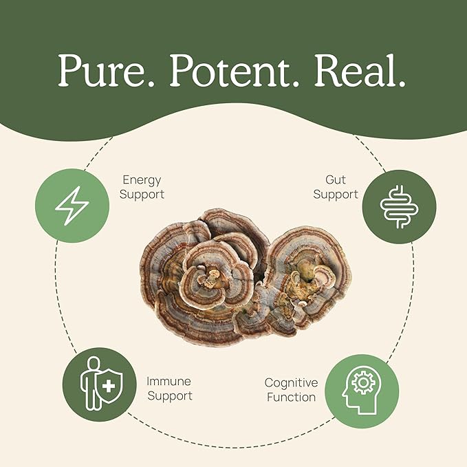Real Mushrooms Turkey Tail Capsules ??Organic Mushroom Extract for Wellness & Daily Rhythm ??Vegan, Non-GMO, No Fillers Turkey Tail Extract ??90 Count Mushroom Supplement