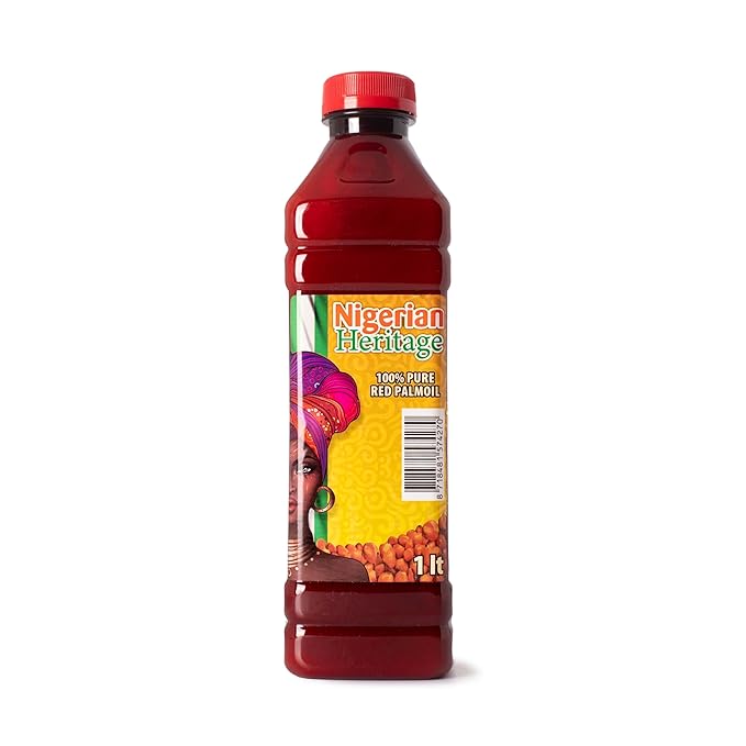 Nigerian Heritage 100% Red Palm Oil 33.81 Fl Oz ??Pure Red Palm Oil for Cooking ??Natural African Palm Fruit Oil, Authentic Pure Red Oil for Stews, Sauces, and More, 1 Liter Bottle