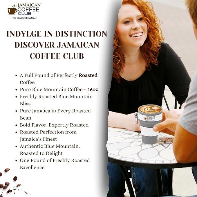 JamaicanCoffeeClub Blue Mountain Ground Coffee ??RG 16oz 100% Jamaican Blue Mountain Coffee, Fresh Medium Roast, Smooth & Balanced Taste, Premium Quality Coffee from Jamaica