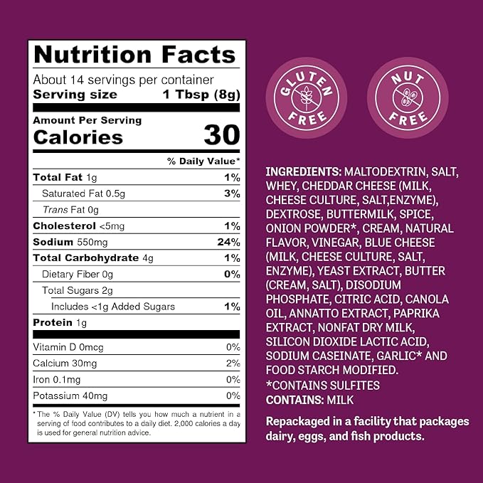 Judee's Gluten Free and Nut Free Buffalo Cheddar Seasoning 4 oz - Great for Salad Dressings, Seasonings, and Dips - Sprinkle over French Fries and Appetizers