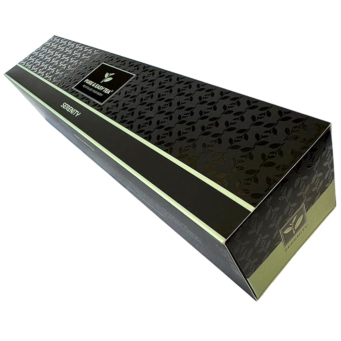 Pure And Easy Tea, Serenity Herbal Tea Sampler, 15 Count Caffeine-Free Variety with 5 Flavors, Natural Loose Leaf Blends in BPA-Free Pyramid Bags, Wellness Gift Box, 49.5g