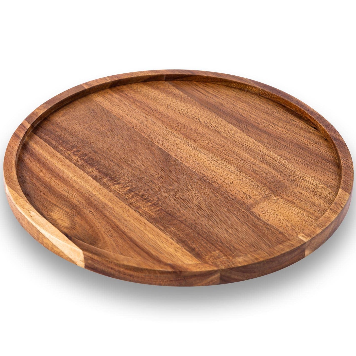 11.5 Inches Candle Holder Tray Home Decor, Round Wood Tray for Coffee Table, Small Wooden Serving