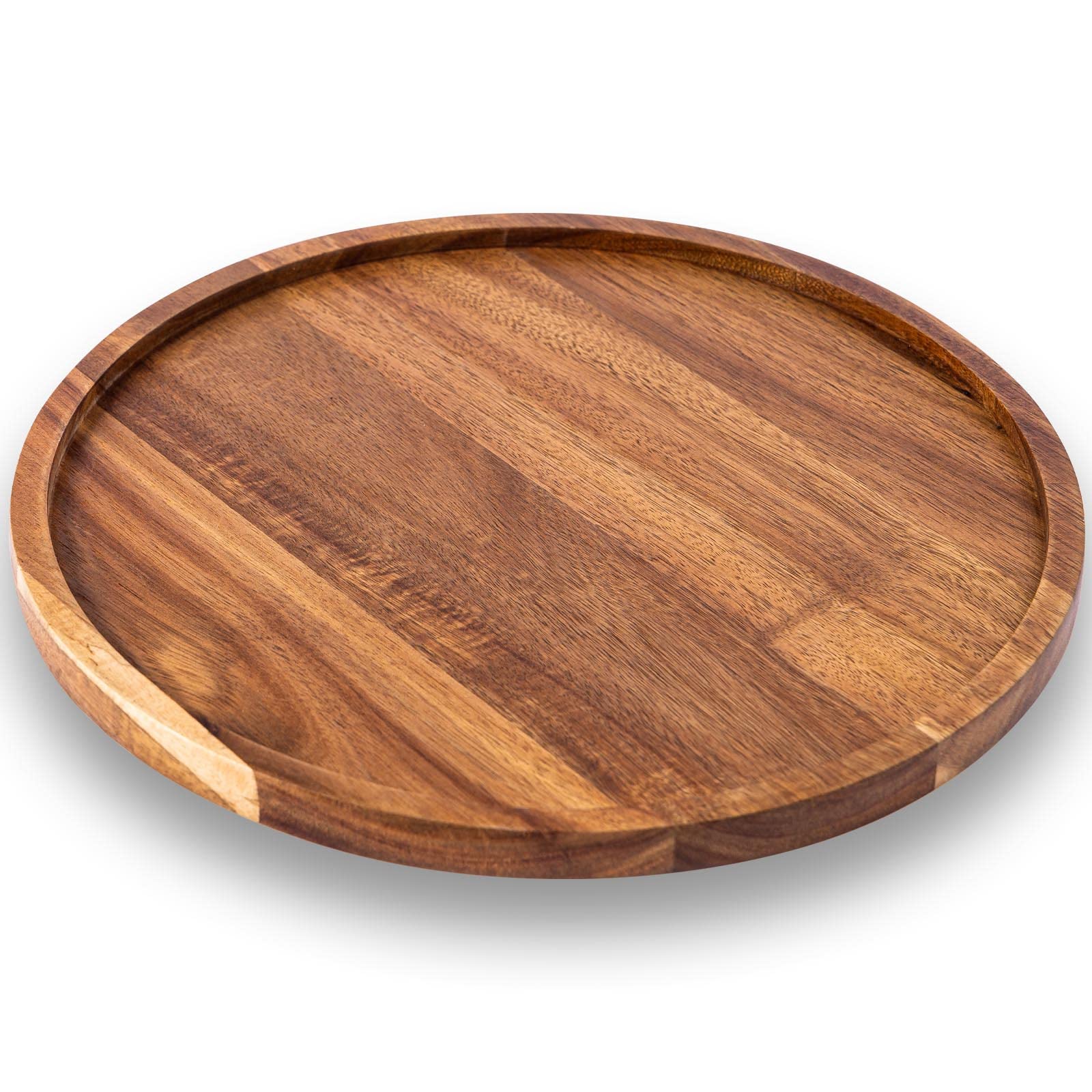 11.5 Inches Candle Holder Tray Home Decor, Round Wood Tray for Coffee Table, Small Wooden Serving