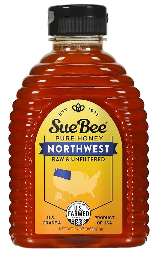 Sue Bee Regional Northwest Honey, Strained, Unfiltered USA Beekeeper-Owned Co-op, 24 oz (Packaging May Vary)