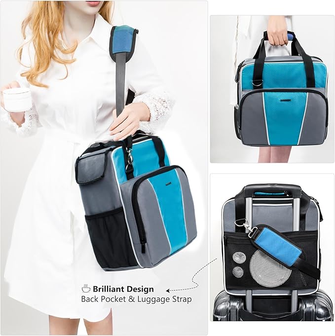 BAGSPRITE Coffee Maker Travel Bag Compatible with Keurig K-Express Coffee Maker, K-Iced Single Serve Coffee Brewer Carrying Case with Multiple Pockets for K-Cup Pods, Storage Bag With Shoulder Strap