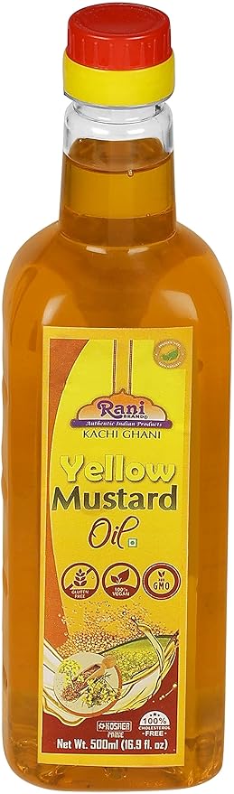 Rani Yellow Mustard Oil (Kachi Ghani) 16.9 Ounce (500ml) NON-GMO | Gluten Free | Vegan | 100% Natural | Kosher