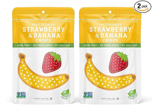 Nature???Turn Freeze-Dried Fruit Snacks, Strawberry Banana Crisps, Pack of 2 (1.2 oz Each)