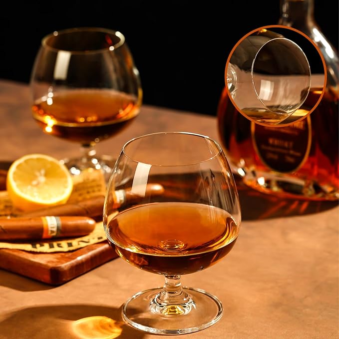 Physkoa 22 oz Large Brandy Snifter Glasses ??Set of 4 Short Stem Giant Brandy & Cognac Glasses for Bourbon, Scotch, Tequila, Rum, Beer & Spirits