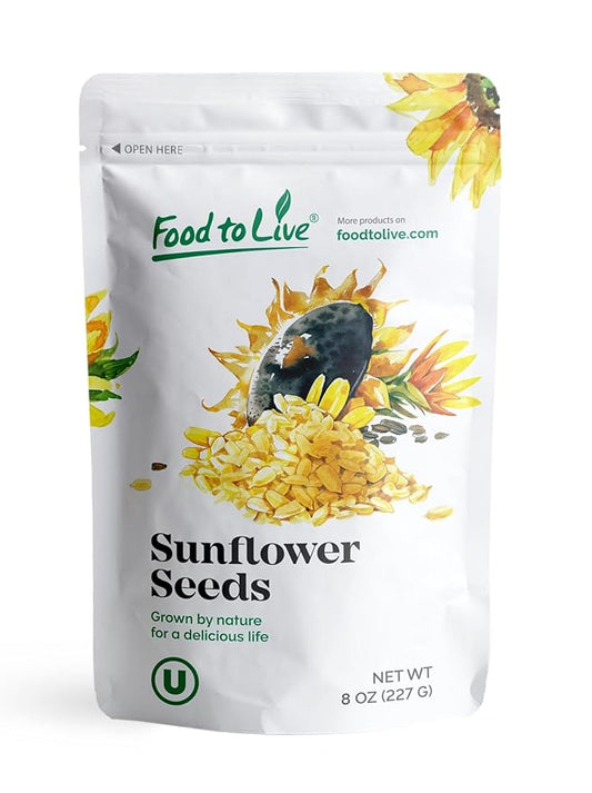 Food to Live Sunflower Seeds, 8 Ounces – Non-GMO Verified, Kernels, No Shell, Kosher, Raw, Vegan, Sirtfood, Bulk