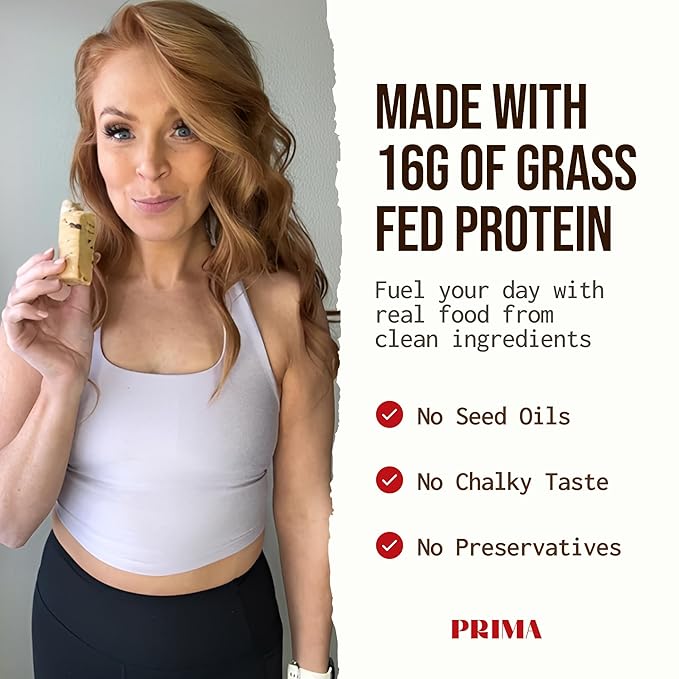 PRIMA ANCESTRAL PROTEIN BAR Grass Fed Protein Bars, 7 Pack ??Animal-Based Protein Bar with Beef Tallow, Raw Honey, Seed Oil Free, Low Carb, Gluten-Free ??Healthy, Energy Snacks for Clean Lifestyle (7 Pack, Salted Caramel)
