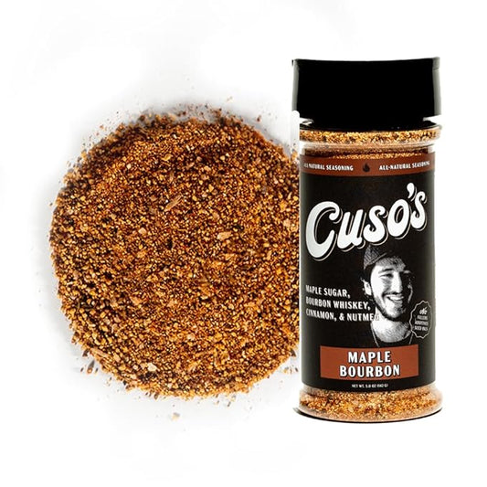 Cuso Cuts Maple Bourbon Rub BBQ Seasoning - All-Natural Steak Seasoning - Spices for Grill, Marinade & Smoking - 1 Count BBQ Rub - 5 oz bottle