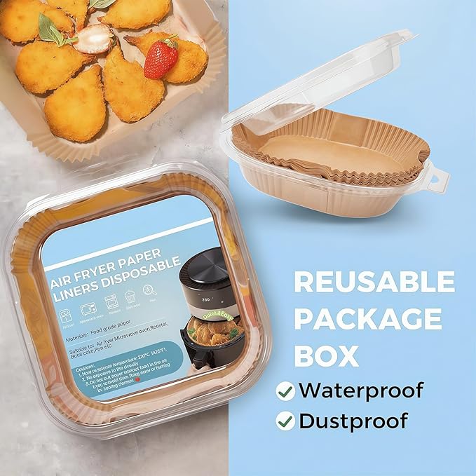 150-Piece 8.7" Square Disposable Parchment Liners ??Non-Stick Paper for Air Fryers, Perfect for Baking, Roasting & Microwave Use