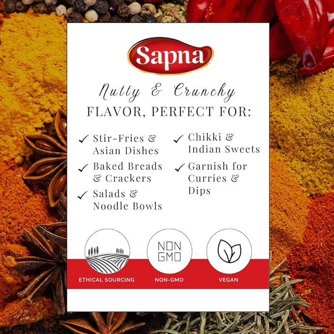Sapna Sesame Seeds, 16 OZ, Premium Authentic Spice, All Natural