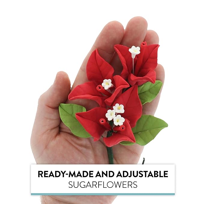 Global Sugar Art Exquisite Red Bougainvillea Sugar Cake Flowers, 6 Count by Chef Alan Tetreault (Red)