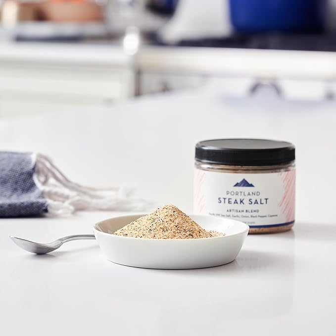 Portland Salt Co. Steak Salt & Spice Blend ??SPG Seasoning - Savory Mix of Sea Salt, Pepper & Garlic - Signature All-Purpose Gourmet Rub - Non-GMO, 4 Oz (Pack of 1)