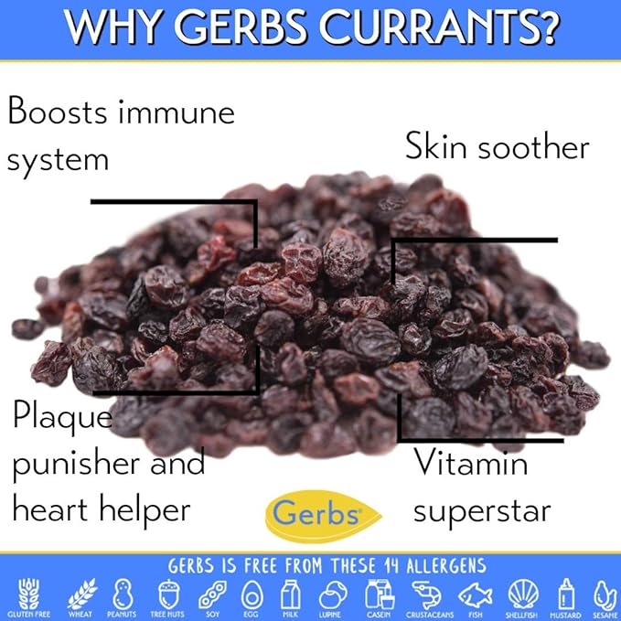 Gerbs Dried Zante Currants 4 lbs. | Unsulfured, No Additives, Resealable Bag | Naturally Bold & Tart Flavor | Top 14 Allergen-Free