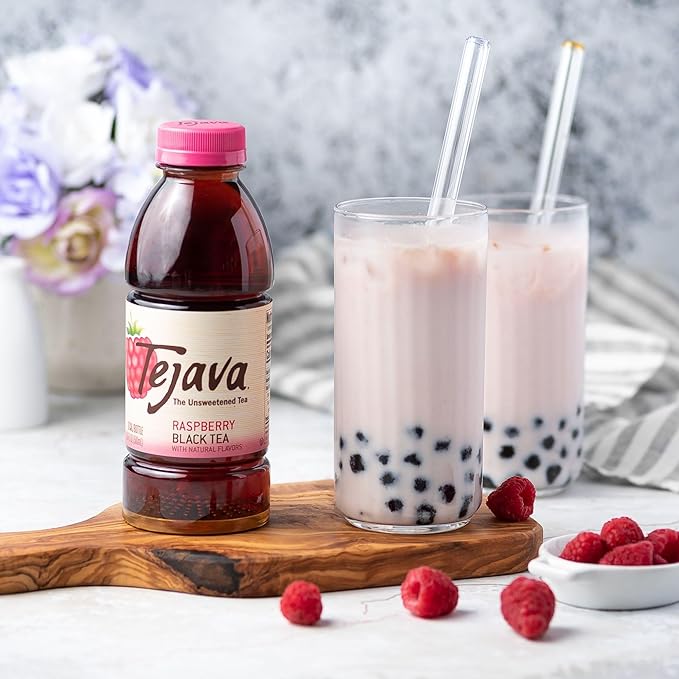 Tejava Unsweetened Raspberry Black Iced Tea, 16.9oz PET Bottles, Award Winning, Non-GMO-Verified, from Rainforest Alliance-Certified farms (12 Pack)