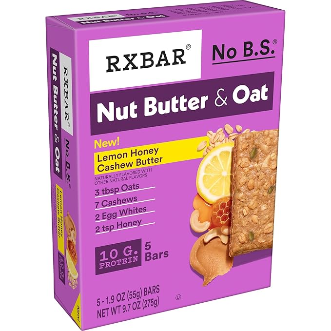 RXBAR Nut Butter and Oat Protein Bars, Protein Snacks, Snack Bars, Lemon Honey Cashew Butter (30 Bars)