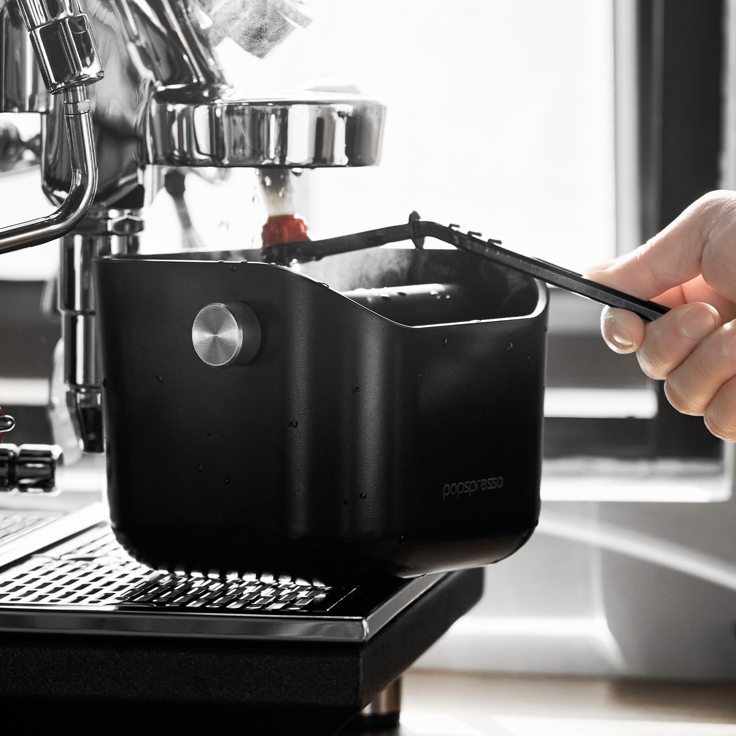 Popspresso Espresso Knock Box for Coffee Grounds, 1.5L Large Capacity Coffee Knock Box with Quiet