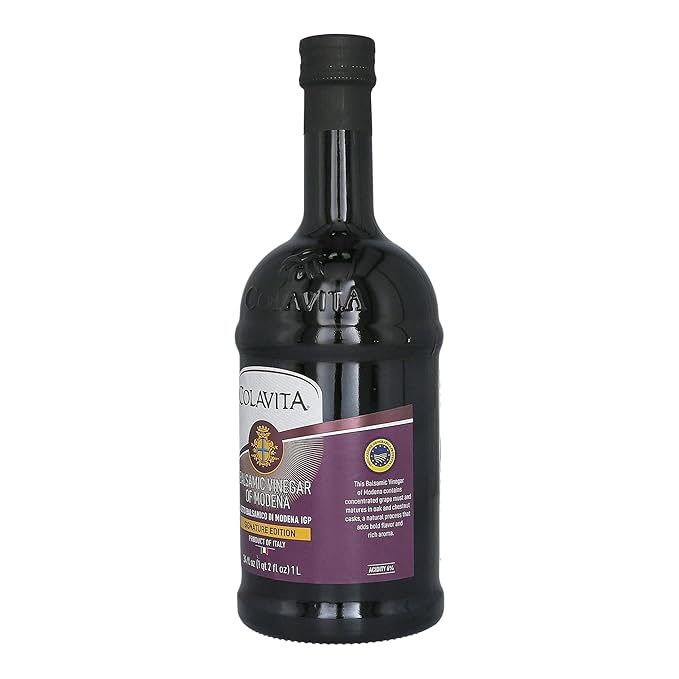 Colavita Balsamic Vinegar of Modena IGP - Signature Edition 2-Pack, 34 oz Bottles, Aged in Wooden Casks, Smooth & Velvety, Ideal for Hot Foods & Salads