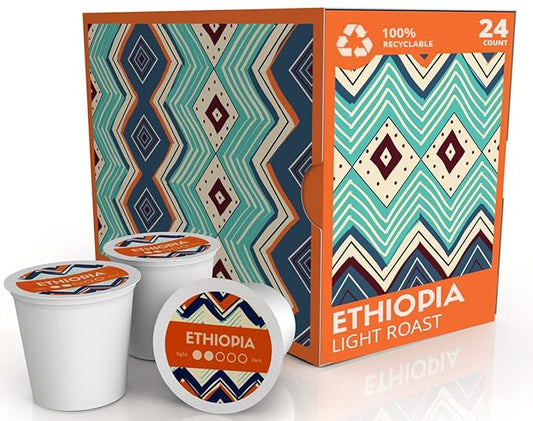 Atlas Coffee Club Coffee Pods – Light Roast, Single-Origin Ethiopia, 24 Count – Compatible with Keurig K-Cup Brewers – 100% Recyclable, Premium Arabica Coffee