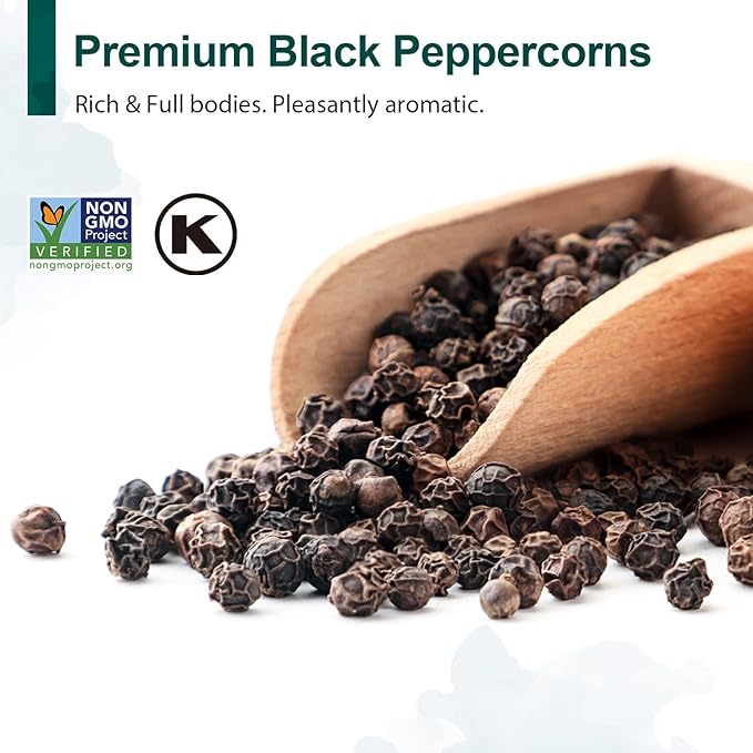 Soeos Himalayan Pink Salt 39 oz + Whole Black Peppercorns 18 oz, Coarse Grain, Kosher Salt for Grinder Refill, Salt and Pepper Grinder, Non-GMO Verified, Spice Seasoning Set for Cooking