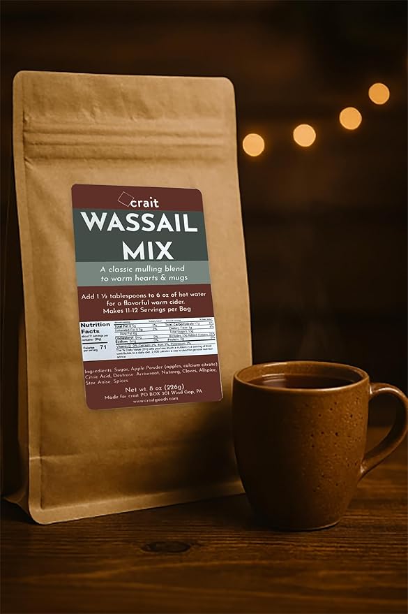Classic Wassail Drink Mix, Christmas Wassail Spiced Cider Mix, Winter Apple Cider Mulling Blend Drink, Instant Mulling Spice 8 Ounce