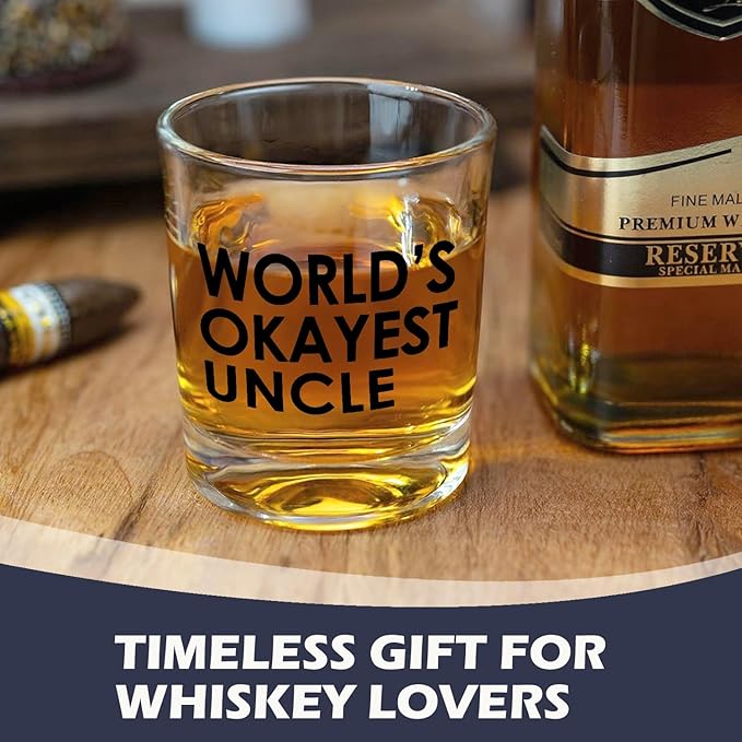 Funny Uncle Whiskey Glasses 10 oz, Uncle Gifts for Birthday Christmas from Niece Nephew Old Fashioned Rocks Glasses for Drinking Scotch Bourbon Cocktail Liquor Vodka