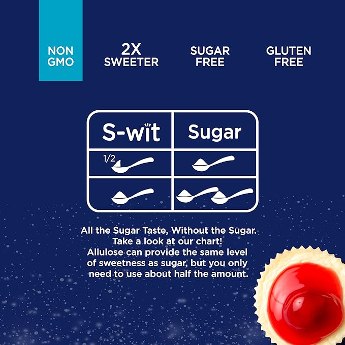 S-wit - Allulose, Monk Fruit & Stevia Blend, 2X Sugar Replacement, Natural Sweetener, Zero-Calorie, Keto-Friendly, Diabetic-Friendly, Perfect for Baking, Coffee, Tea, and Everyday Use, Sugar-Free (Single Pack, Allulose, Monk Fruit & Stevia Blend)